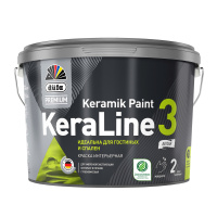 Фото товара - Краска в/д DUFA KeraLine-3 9.0л интерьерная база1А глубокоматовая белая