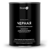 Фото товара - Грунт-эмаль 3 в 1 ELCON по ржавчине 0,8кг черный мат.Россия (12)