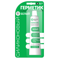 Фото товара - Герметик силикон MasterTeks 80мл санитарн.белый Россия