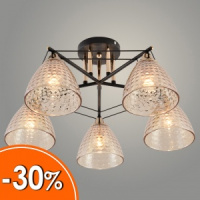 Фото товара - Люстра Lumis 5х60W E27 d520 h250 HN23 черный/золото