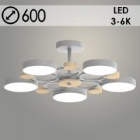 Фото товара - Люстра Lumis 90W LED 3000-6000K d600 h180 HN22 белый/дерево
