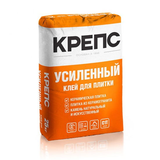 Большое фото товара - Клей КРЕПС Усиленный 25кг д/плитки д/вн. и нар.работ Россия, 00000001481. Вариант №1