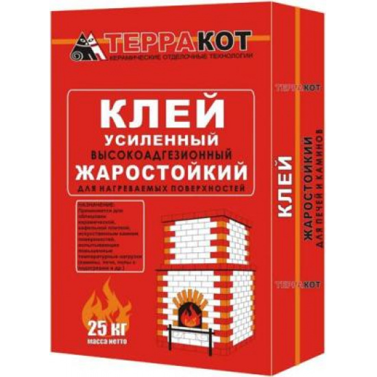 Большое фото товара - Клей ТЕРРАКОТ Жаростойкий 25кг усиленный Россия, 00000003866. Вариант №1