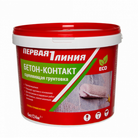 Большое фото товара - Грунт бетон-контакт Первая Линия 6кг универс.Россия, 00000004482. Вариант №1