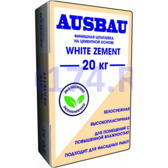 Большое фото товара - Шпаклевка AUSBAU White Zement 20кг Россия, 00000021525. Вариант №1