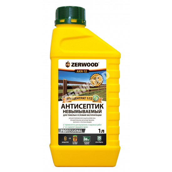 Большое фото товара - Антисептик-концентрат 1:12 ZERWOOD д/тяжел.условий 1л Россия, 00000043998. Вариант №1