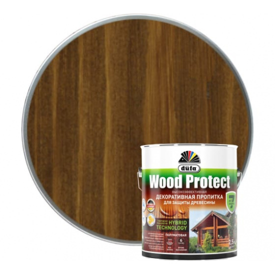 Большое фото товара - Пропитка д/дерева DUFA WOOD PROTECT декоративная орех 2.5л Россия, 00000051828. Вариант №1