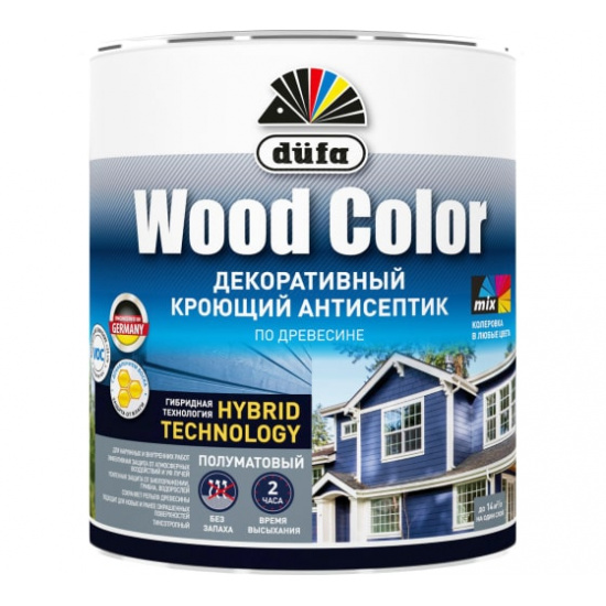 Большое фото товара - Антисептик кроющий DUFA WOOD COLOR база-А,С  белый 2,2-2,5л Россия, 00000052562. Вариант №1