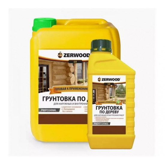 Большое фото товара - Грунтовка ZERWOOD по дереву д/наруж.и внутр.работ 5л Россия, 00000053238. Вариант №1