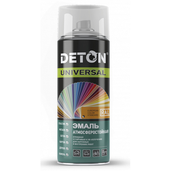 Большое фото товара - Эмаль-аэрозоль алкидная DETON 520мл белая глянец Россия, 00000057403. Вариант №1