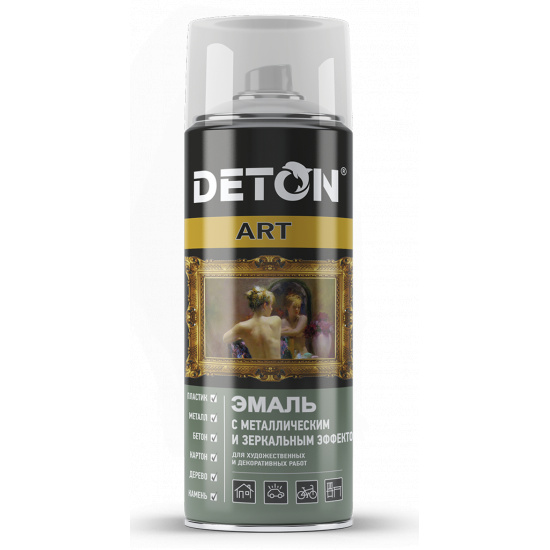 Большое фото товара - Эмаль-аэрозоль DETON ART с метал.и зеркальным эффектом 520мл хром Россия, 00000057561. Вариант №1
