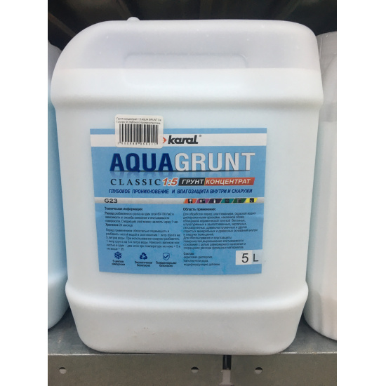 Большое фото товара - Грунт-концентрат 1:5 AQUA GRUNT De Colores 5л глубокого проник.влагозащ., 00000060661. Вариант №1