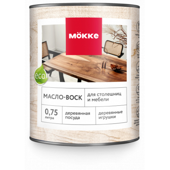 Большое фото товара - Масло-воск MOKKE д/столешниц и мебели 0,75л дуб Россия, 00000067607. Вариант №1